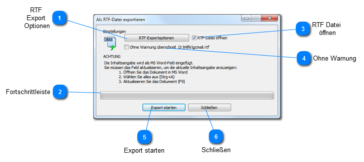 Export als Rich-Text Format